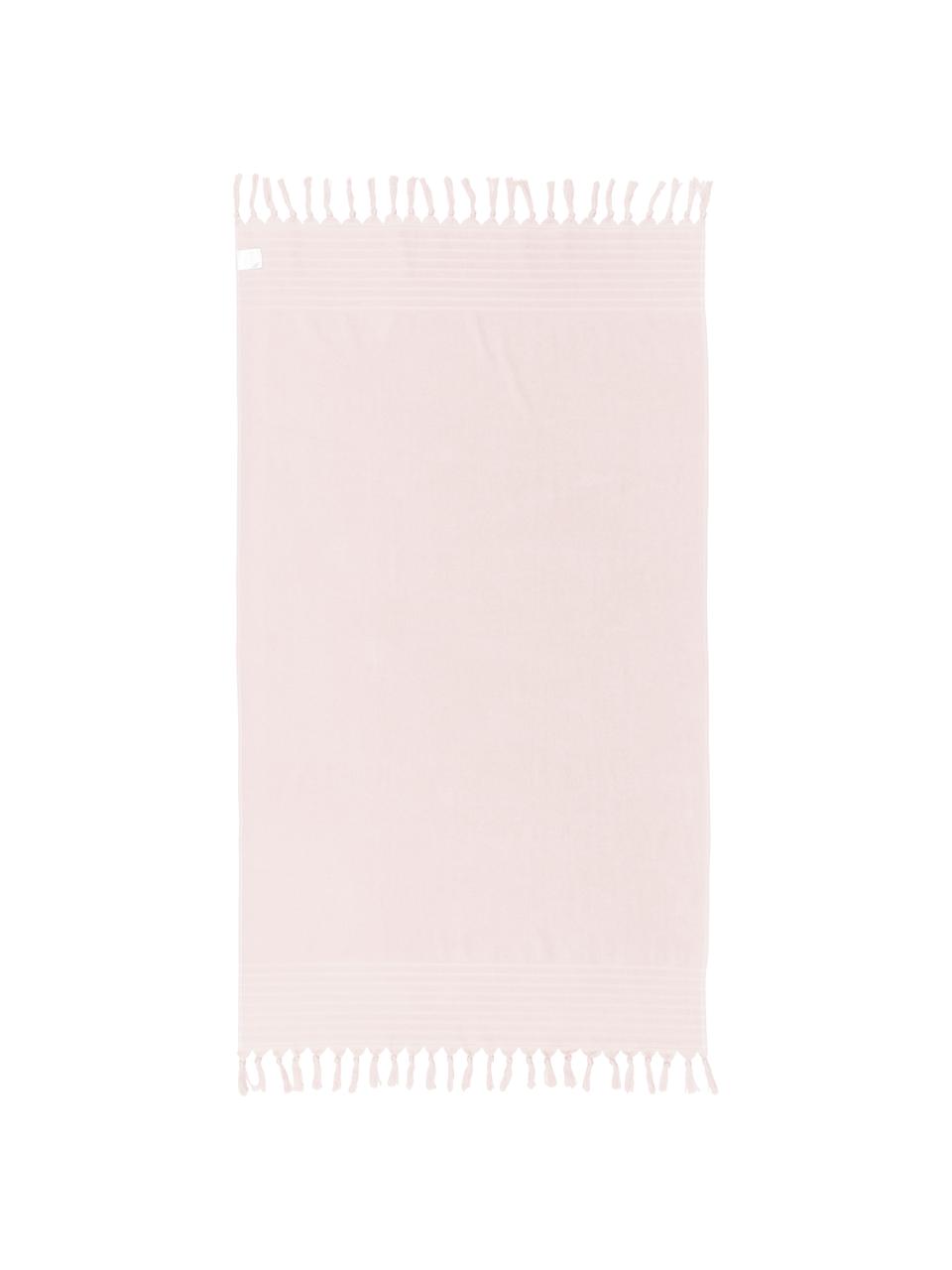 Fouta con flecos Freddy, Reverso: felpa rizada, Rosa, An 100 x L 180 cm