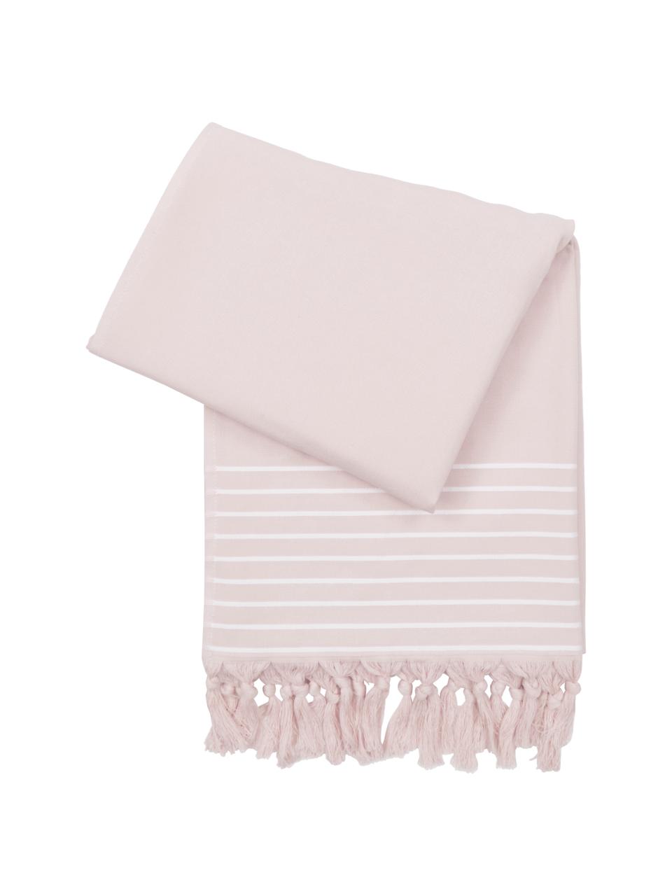 Fouta con flecos Freddy, Reverso: felpa rizada, Rosa, An 100 x L 180 cm