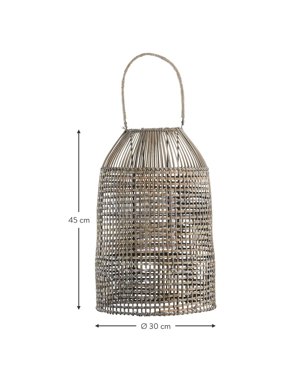 Lanterna fatta a mano in rattan Hazel, Struttura: rattan, Beige, Ø 30 x Alt. 45 cm