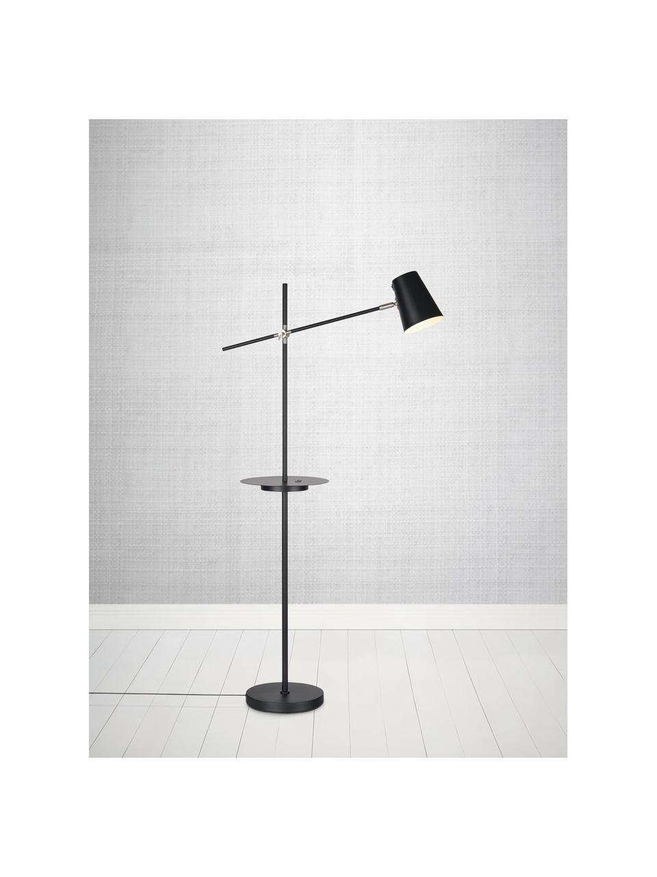 Lampa do czytania z półką i stacją ładującą Linear, Czarny, G 65 x W 144 cm