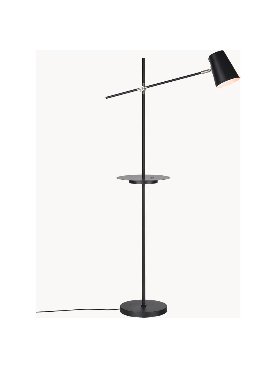 Lampa na čítanie s odkladacou plochou a nabíjačkou Linear, Čierna, V 144 cm