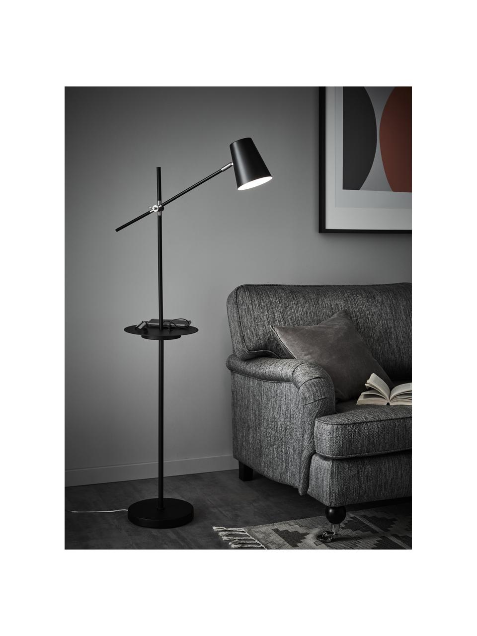 Lampa na čtení a nabíjecí stanicí Linear, Černá, V 144 cm