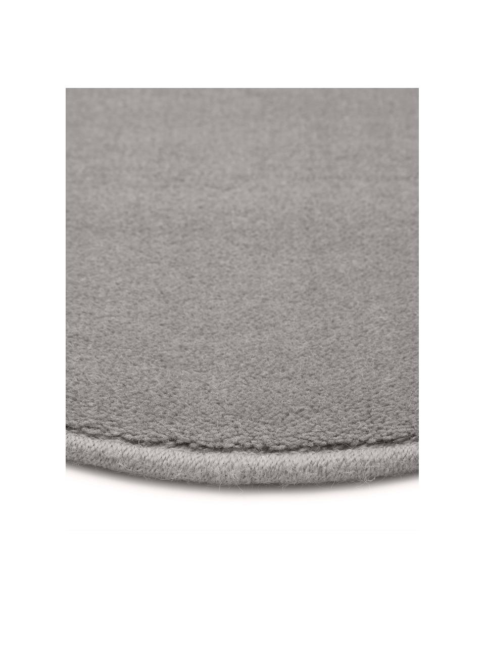Rond wollen vloerkleed Ida in grijs, Bovenzijde: 100% wol, Onderzijde: 60% jute, 40% polyester B, Grijs, Ø 200 cm (maat L)
