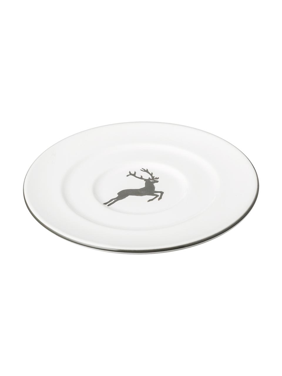 Sous-tasse en céramique artisanale Cerf Gris Gourmet, Céramique, Gris, blanc, Ø 16 cm