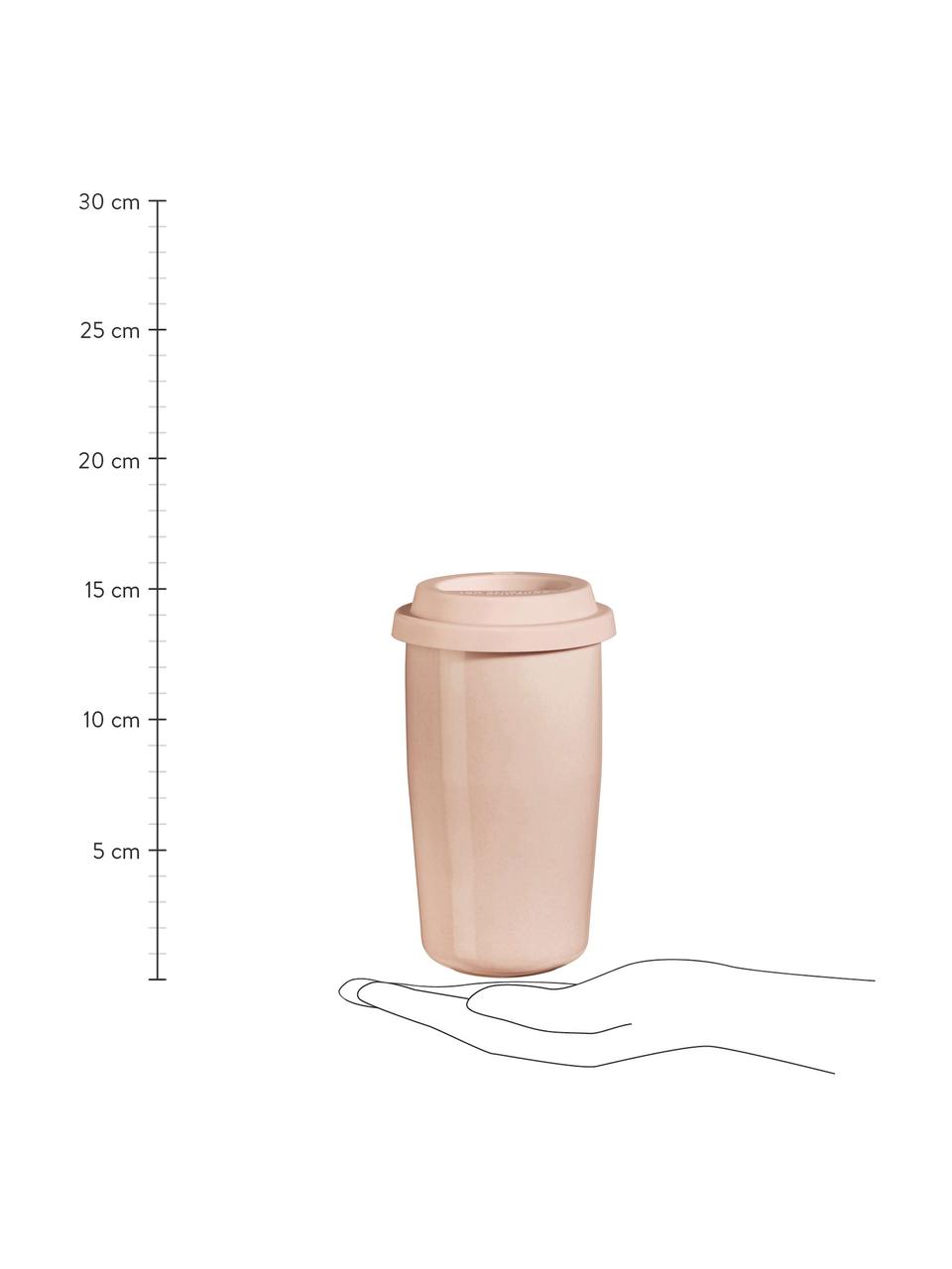 Mug isotherme rose brillant Therimo, Porcelaine, silicone, Rose, Ø 9 x haut. 15 cm, 350 ml