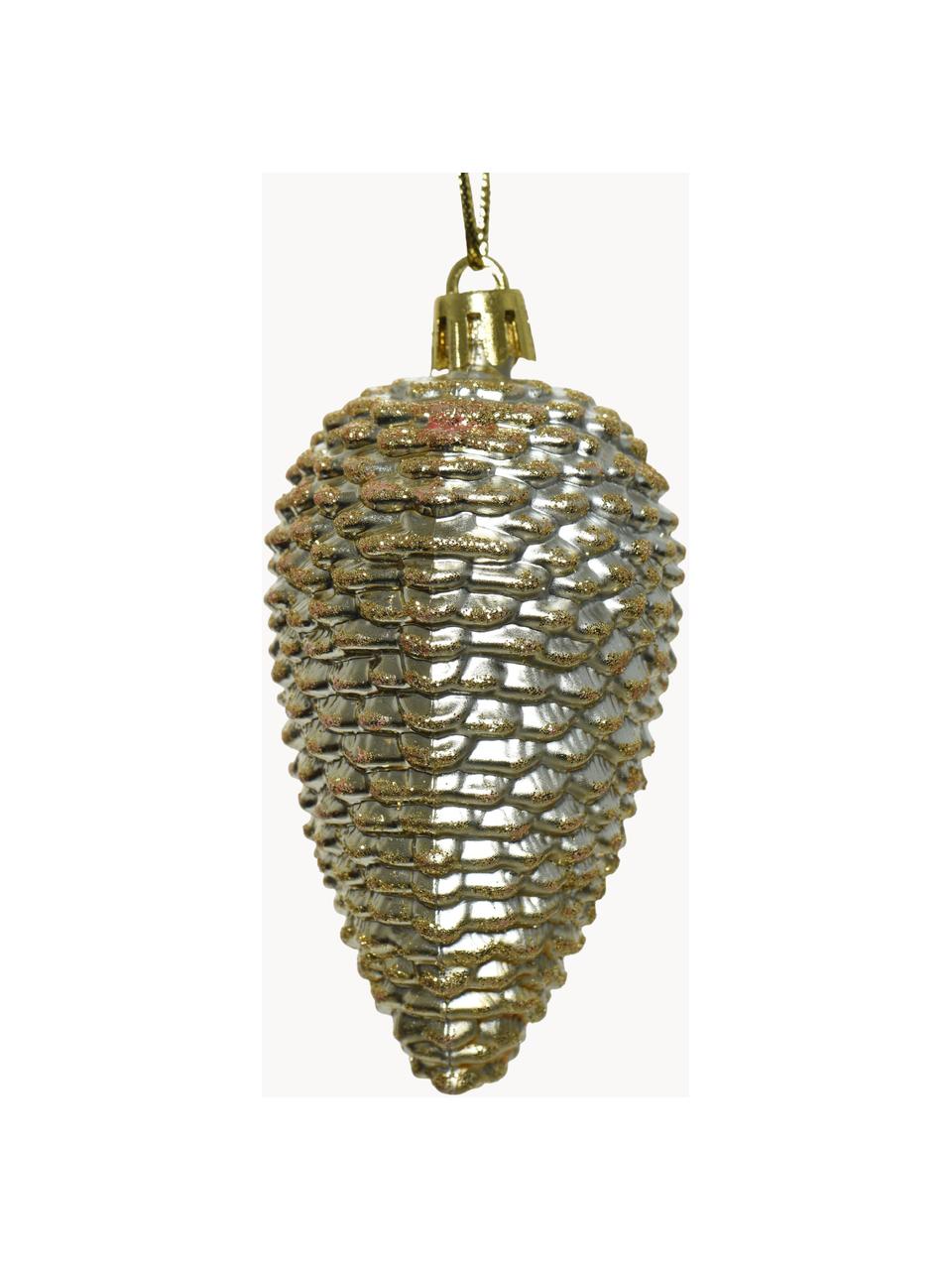 Bruchfeste Baumanhänger Pine H 9 cm, 4 Stück, Goldfarben, Ø 5 x H 9 cm