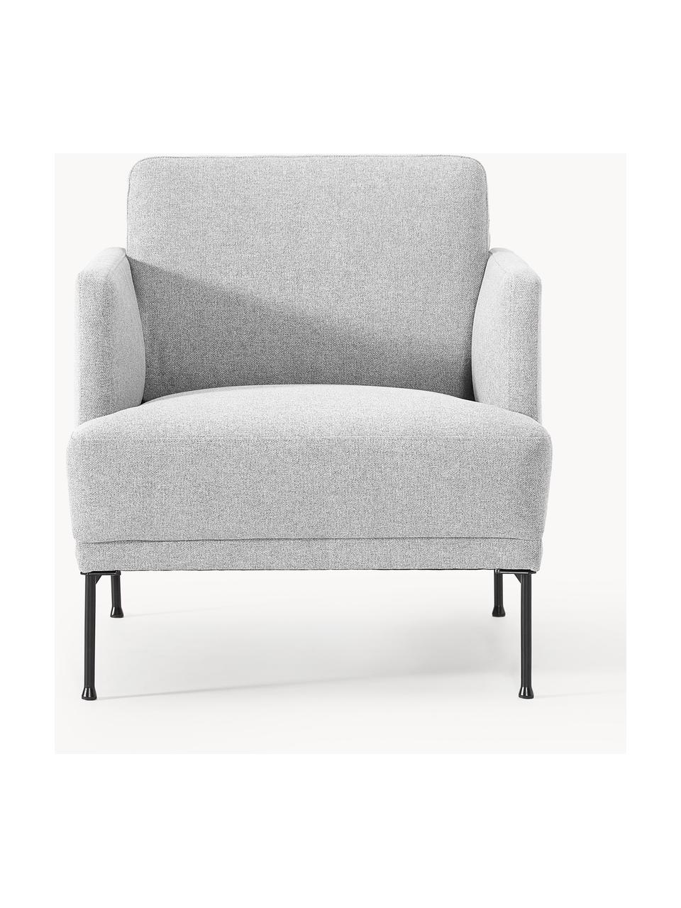 Fauteuil Fluente, Bekleding: 100% polyester Met 80.000, Frame: massief grenenhout, berke, Poten: metaal, gepoedercoat Dit , Geweven stof lichtgrijs, B 74 x D 85 cm