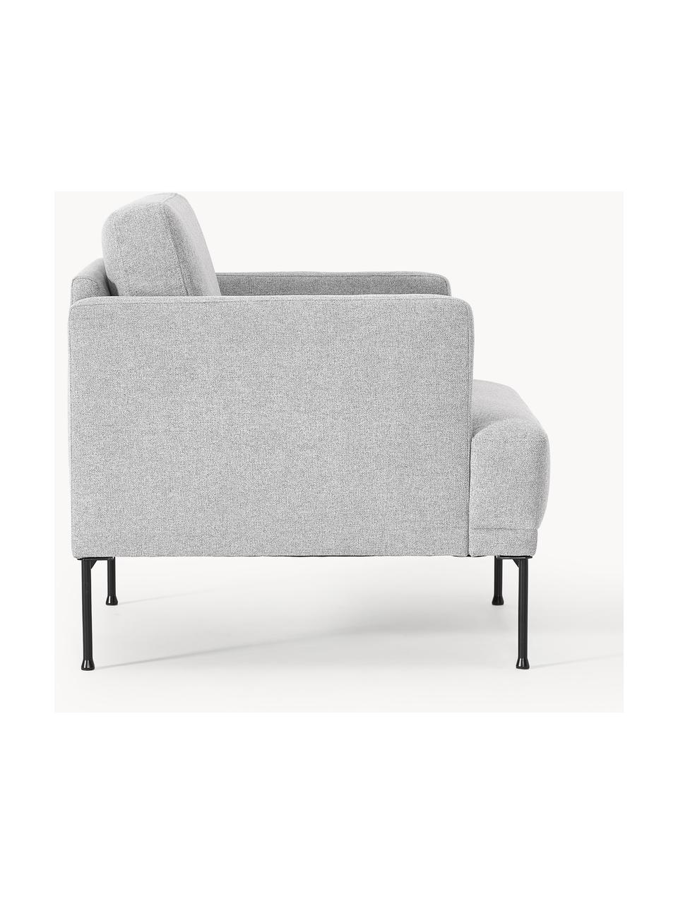 Fauteuil Fluente, Bekleding: 100% polyester Met 80.000, Frame: massief grenenhout, berke, Poten: metaal, gepoedercoat Dit , Geweven stof lichtgrijs, B 74 x D 85 cm