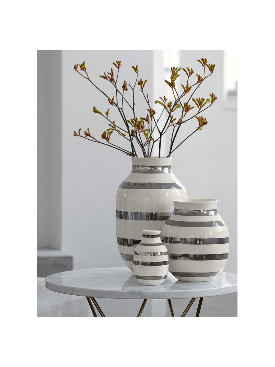 Vase design fait main Omaggio, Couleur argentée, blanc
