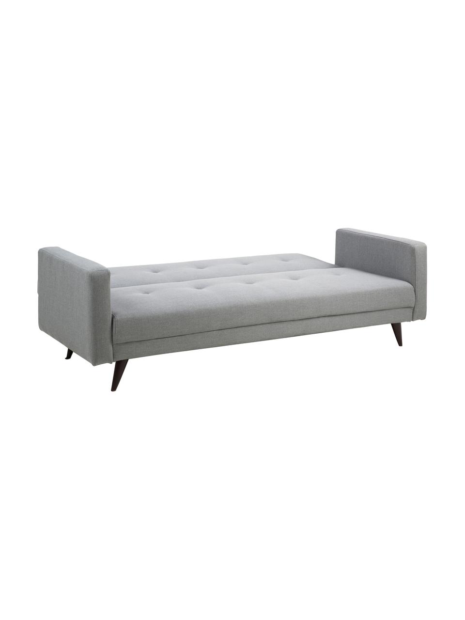 Schlafsofa Leconi (3-Sitzer) in Hellgrau mit Holz-Füssen, ausklappbar, Bezug: Polyester Der hochwertige, Korpus: Sperrholz, Webstoff Hellgrau, B 217 x T 89 cm