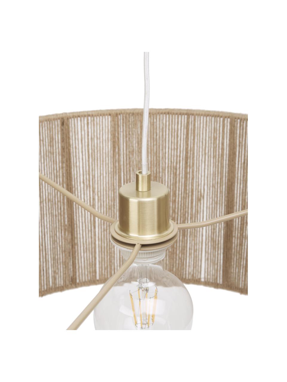 Grote booglamp Lisana met marmeren voet, Lampenkap: jute, Lampvoet: marmer, Goudkleurig, beige, Ø 50 x H 171 cm