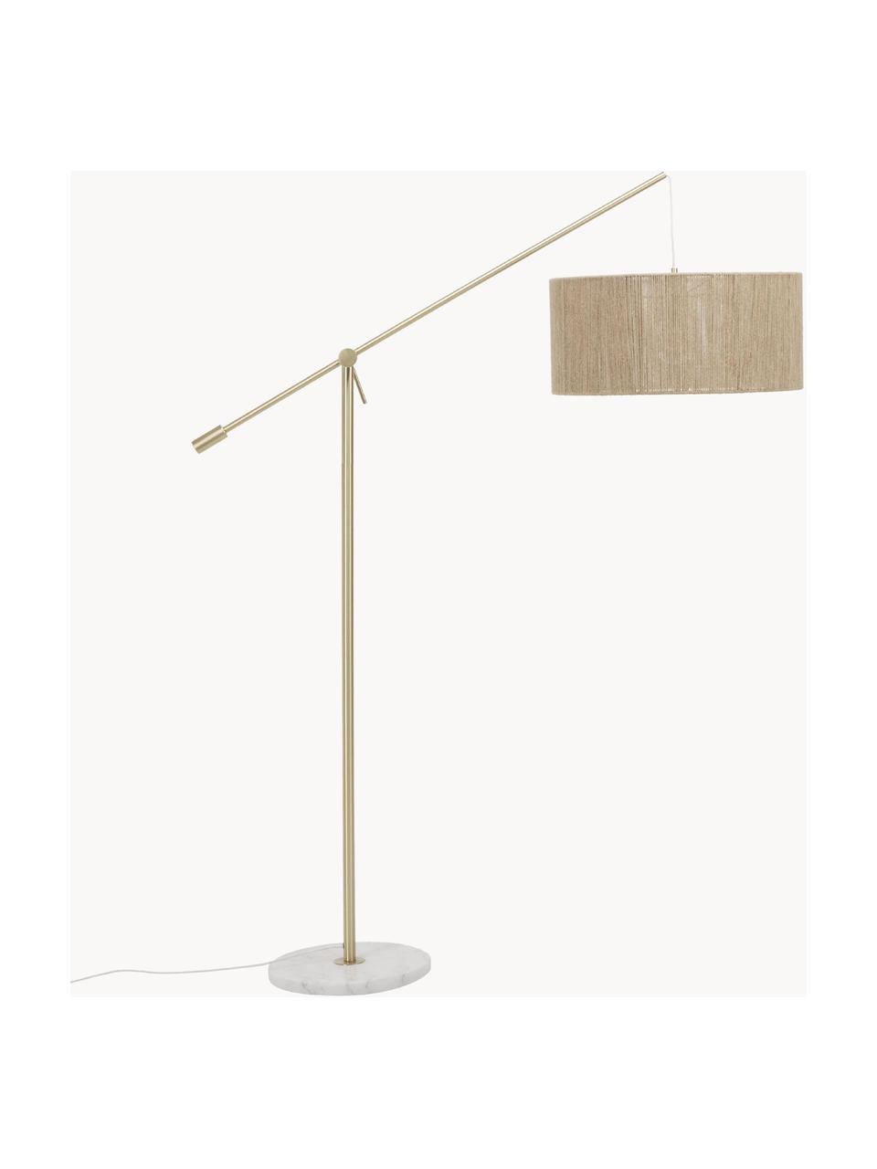 Grand lampadaire arc avec socle en marbre Lisana, Doré, beige, Ø 50 x haut. 171 cm