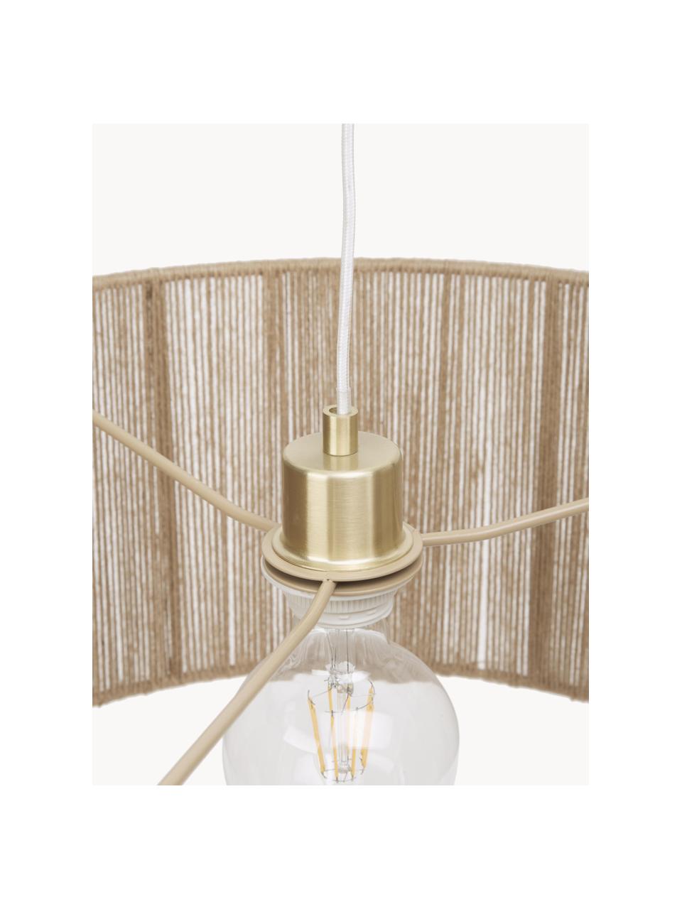 Große Bogenlampe Lisana mit Marmorfuß, Lampenschirm: Jute, Lampenfuß: Marmor, Goldfarben, Beige, H 171 cm