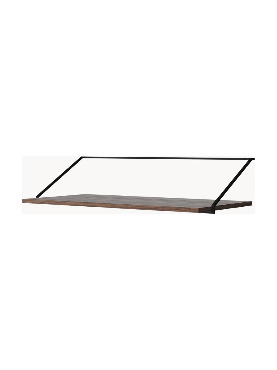 Escritorio de pared de madera y metal Rail, Tablero: tablero de fibras de dens, Estructura: metal con pintura en polv, Madera oscura, An 92 x F 45 cm