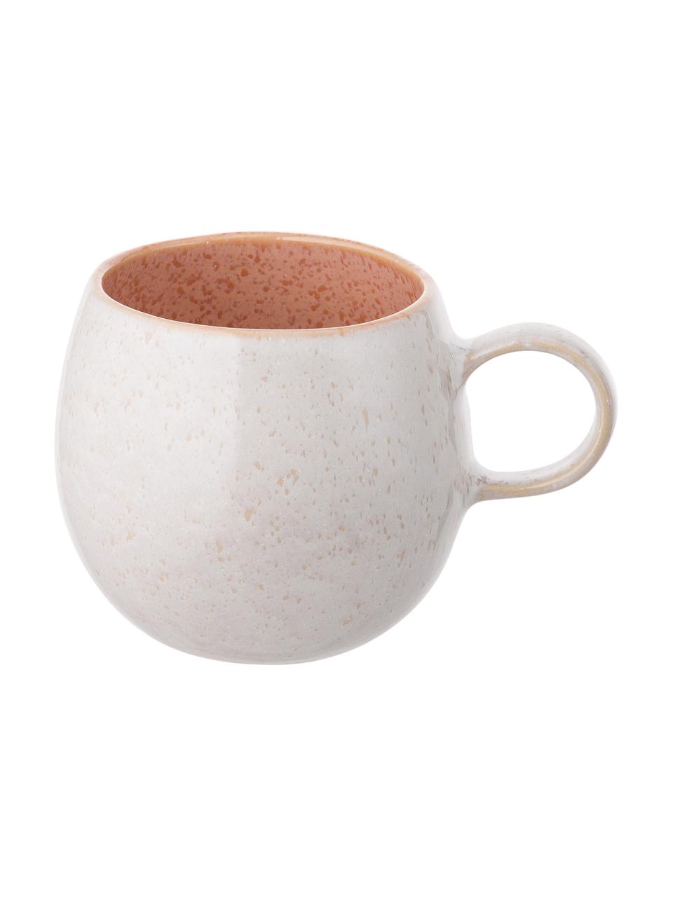 Tazas originales de té artesanales Areia, 2 uds., Gres, Tonos rojos, blanco crudo, beige claro, Ø 9 x Al 10 cm