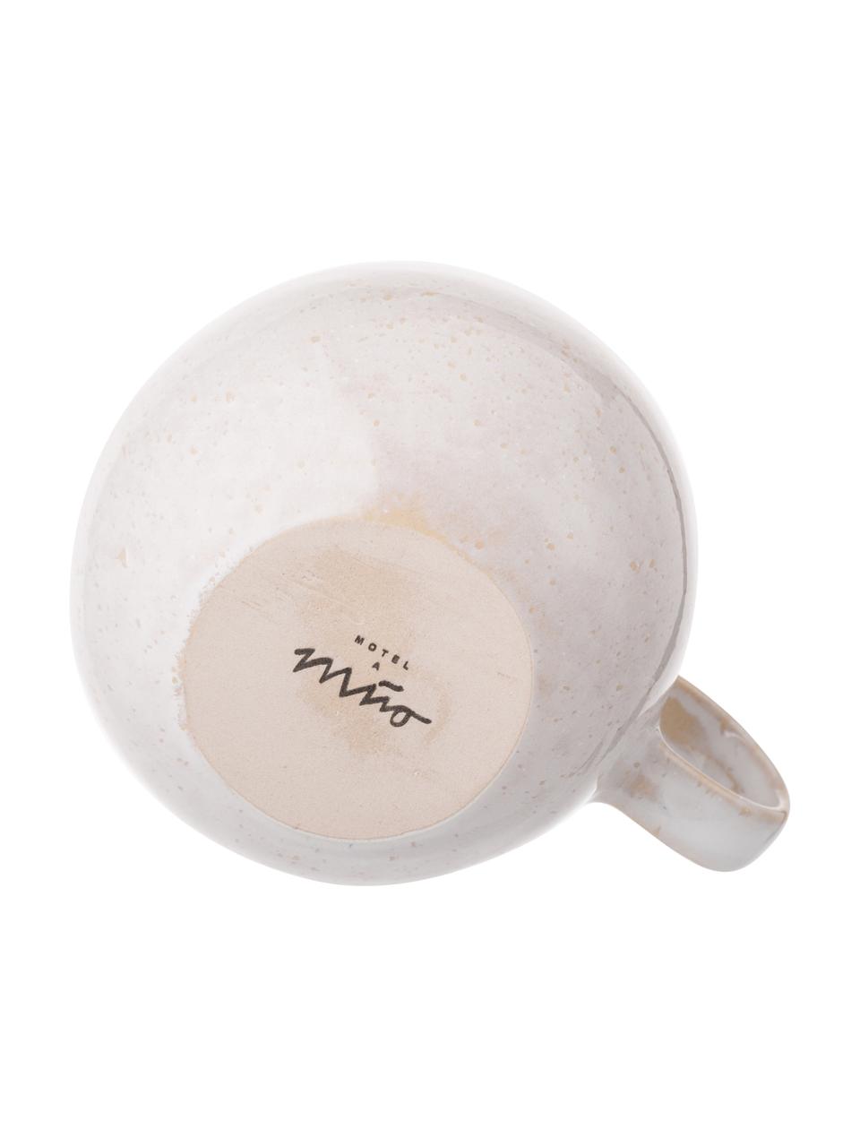 Tazas originales de té artesanales Areia, 2 uds., Gres, Tonos rojos, blanco crudo, beige claro, Ø 9 x Al 10 cm