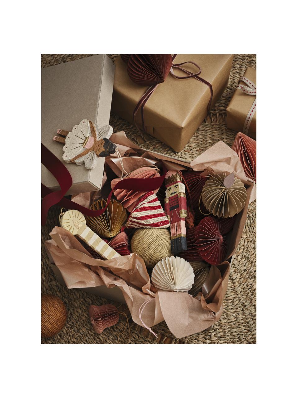 Décorations de sapin de Noël Julet, 4 élém., Carton, Beige, Ø 9 x haut. 10 cm