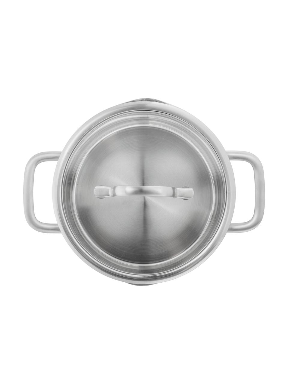 Kochtopfset TrueFlow aus Edelstahl, 4-tlg., Deckel: Glas, Edelstahl, Silberfarben, Set mit verschiedenen Größen