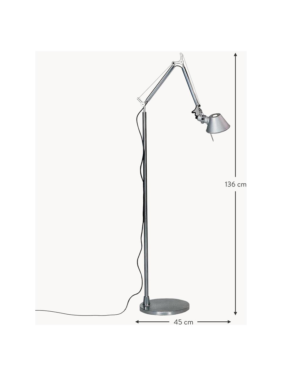 Liseuse orientable Tolomeo Micro, Aluminium, enduit, Argenté, haut. 136 cm