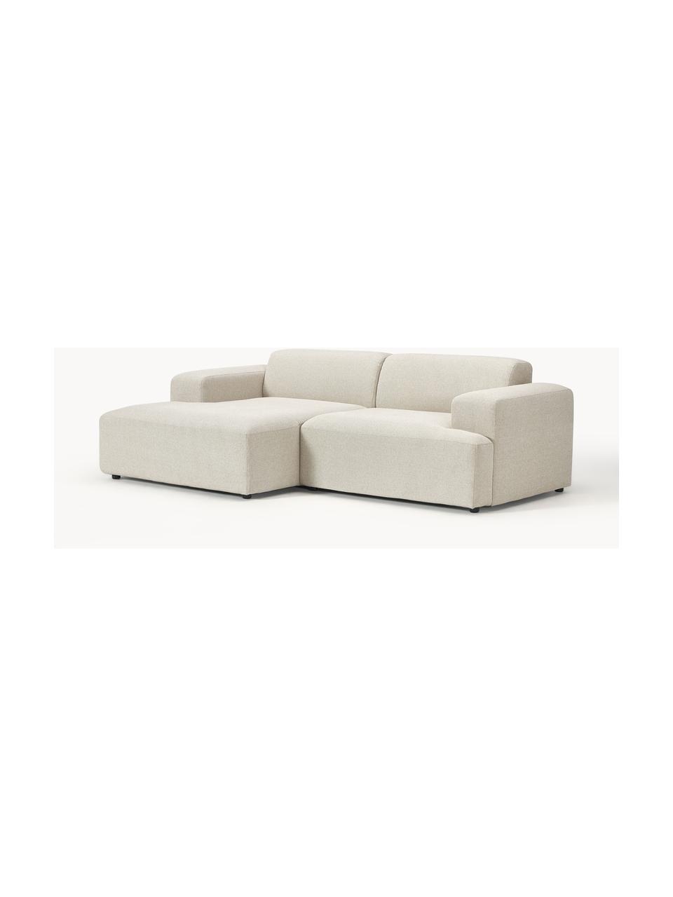 Ecksofa Melva (3-Sitzer), Bezug: 100 % Polyester Der strap, Gestell: Massives Kiefern- und Fic, Webstoff Hellbeige, B 238 x T 143 cm, Eckteil links