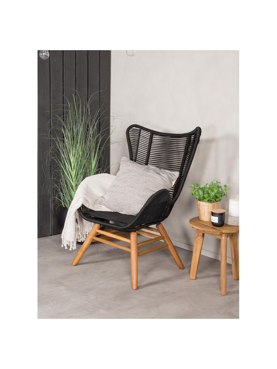 Fauteuil Tingeling in zwart met houten poten, Poten: acaciahout, Zwart, beige, B 72 x H 78 cm