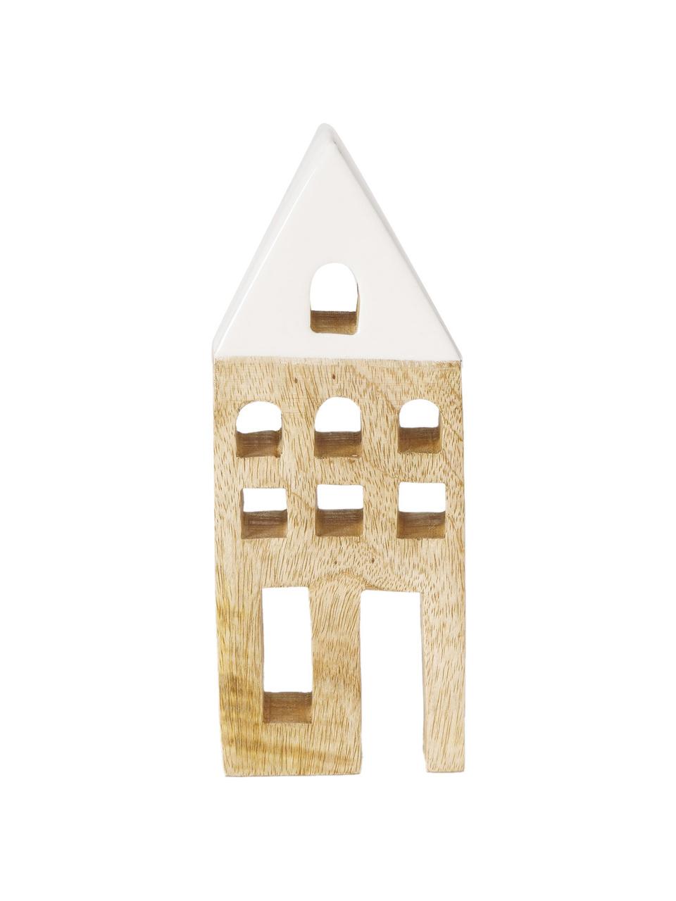 Figuras decorativas casas Hood, 2 uds, Madera de mango, Madera clara, blanco, Set de diferentes tamaños