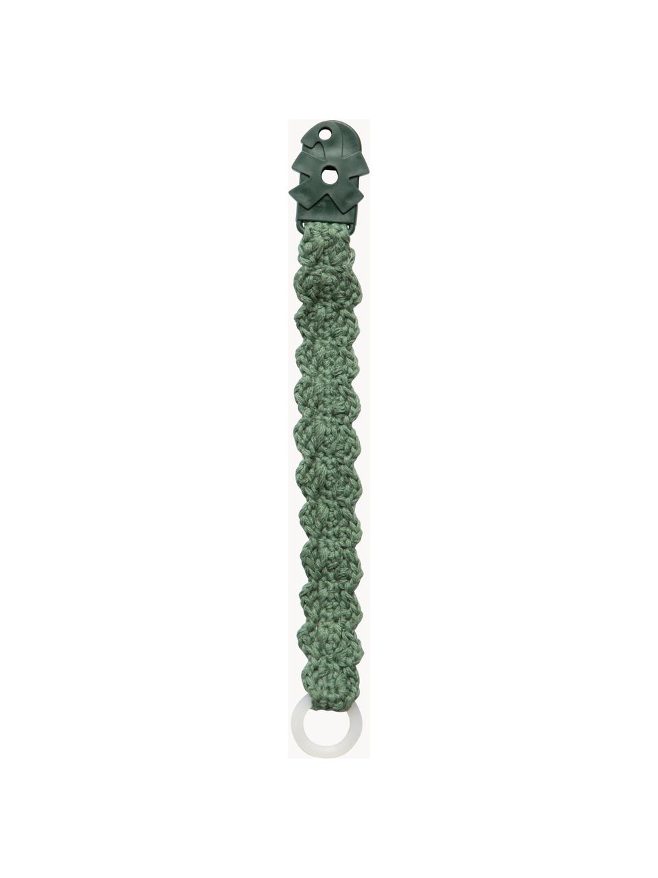 Gehäkelte Schnullerkette Crochet, handgefertigt, Dunkelgrün, B 3 x L 20 cm