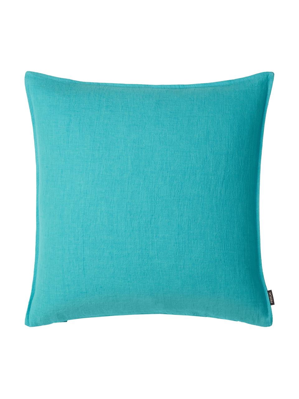 Housse de coussin pur lin turquoise Sven, Turquoise