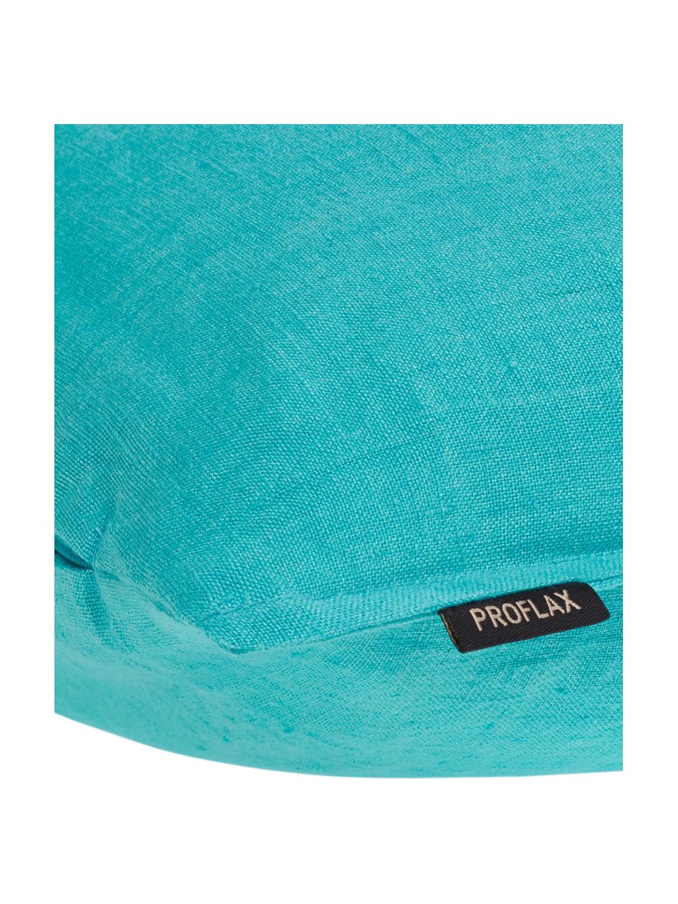 Housse de coussin pur lin turquoise Sven, Turquoise