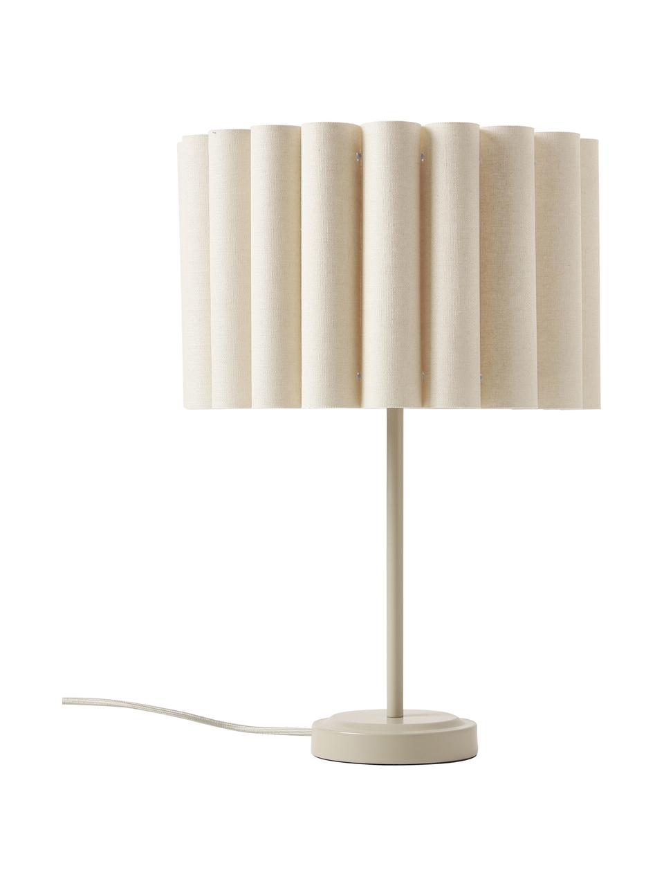 Lampa stołowa z lnu Aguilar, Beżowy, Ø 32 x W 46 cm