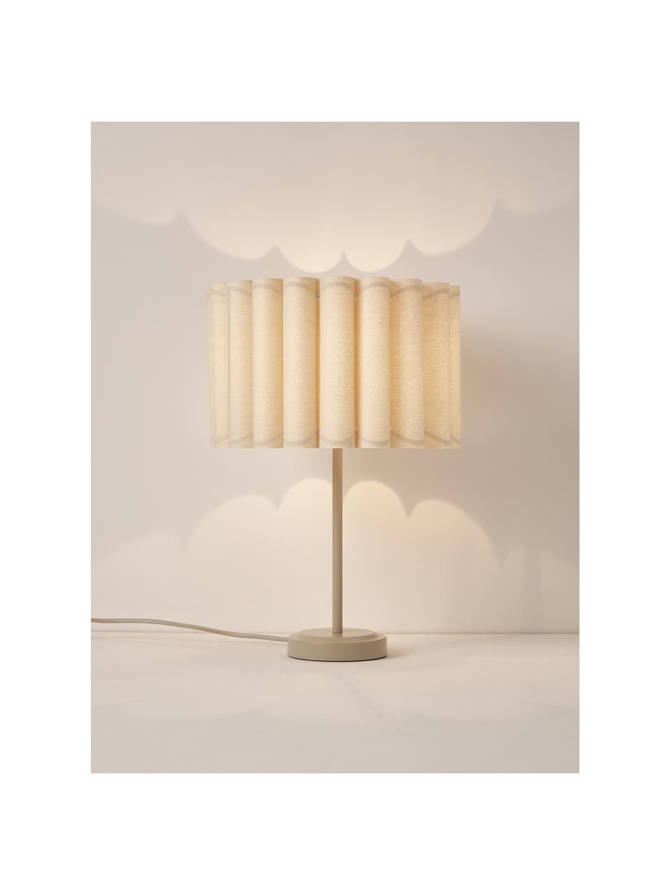 Lámpara de mesa de lino Lucina, Pantalla: lino, Estructura: metal, Cable: cubierto en tela, Beige, Ø 32 x Al 46 cm