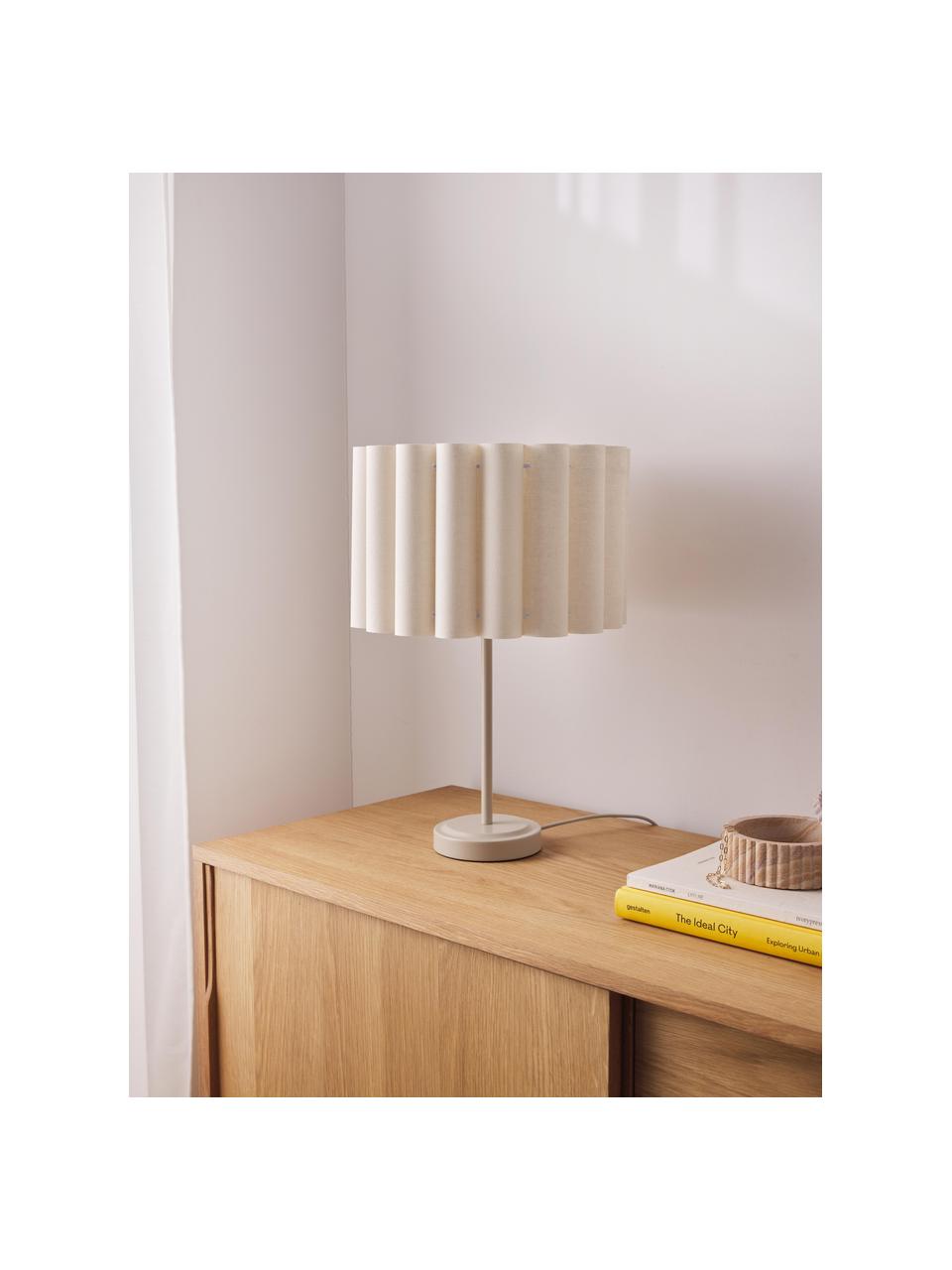 Lampe à poser en lin Lucina, Beige clair, Ø 32 x haut. 46 cm