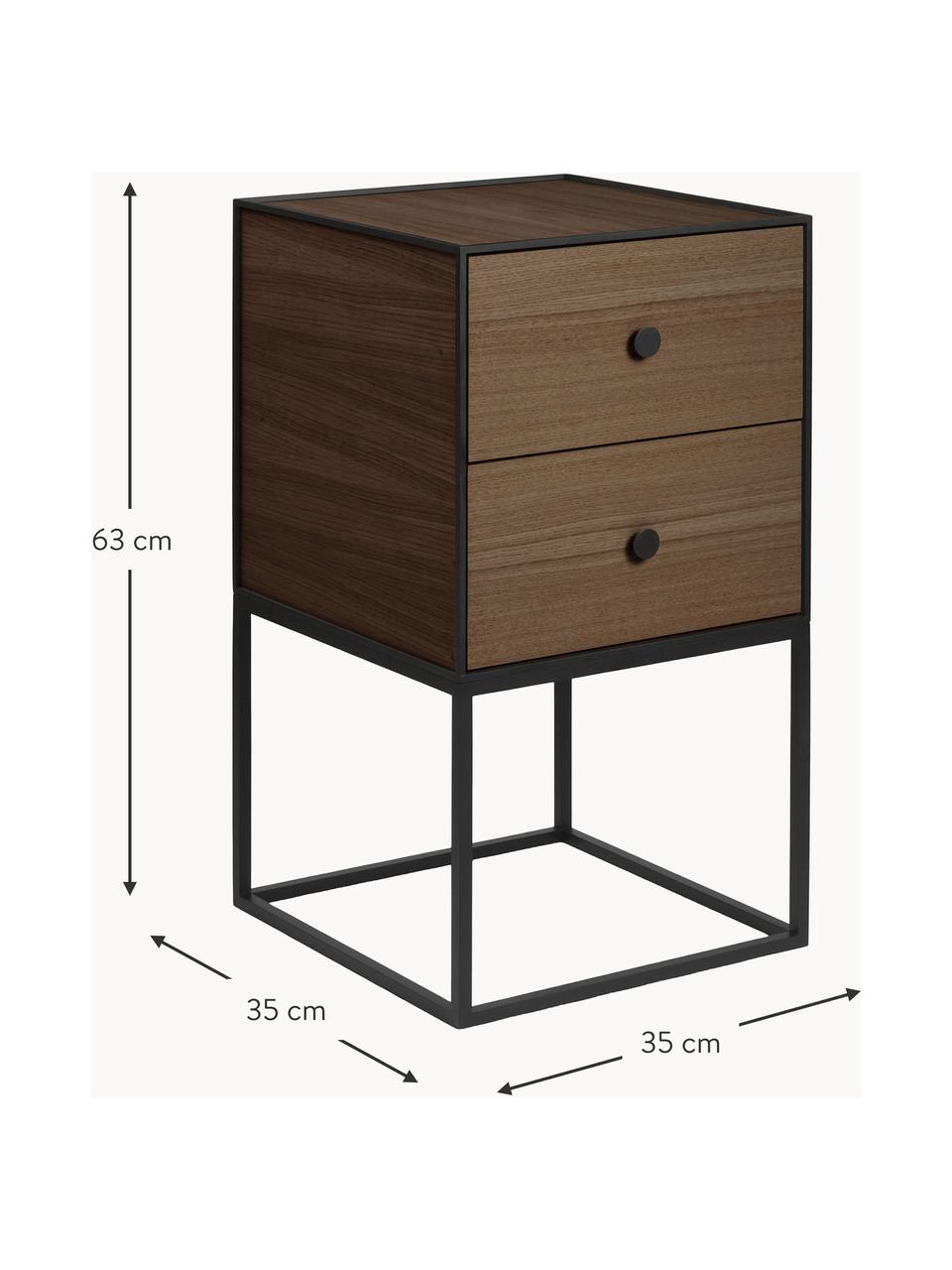 Modul Frame aus Holz und Metall, Eichenholz, Schwarz, B 35 x H 63 cm