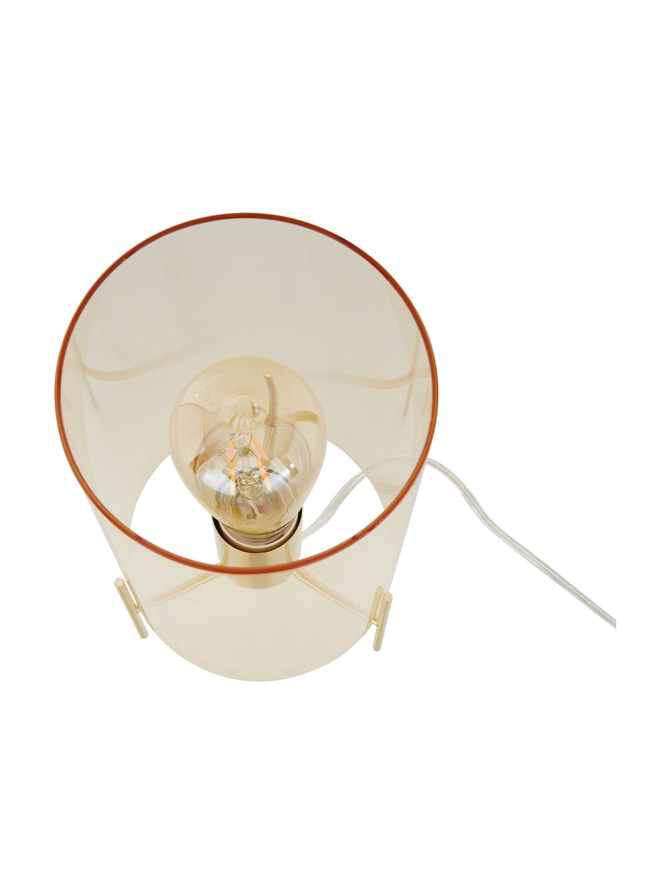 Lámpara de mesa pequeña de vidrio Laurel, Pantalla: vidrio, Cable: plástico, Ámbar, latón, Ø 14 x Al 28 cm