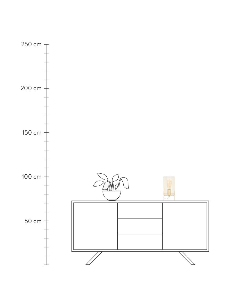 Malá stolová lampa z farbeného skla Laurel, Tienidlo: odtiene jantárovej Podstavec: mosadzné odtiene Kábel: priehľadná, Ø 14 x V 28 cm
