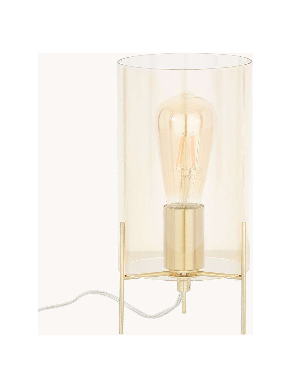 Petite lampe à poser en verre teinté Laurel, Ambré, laiton, Ø 14 x haut. 28 cm