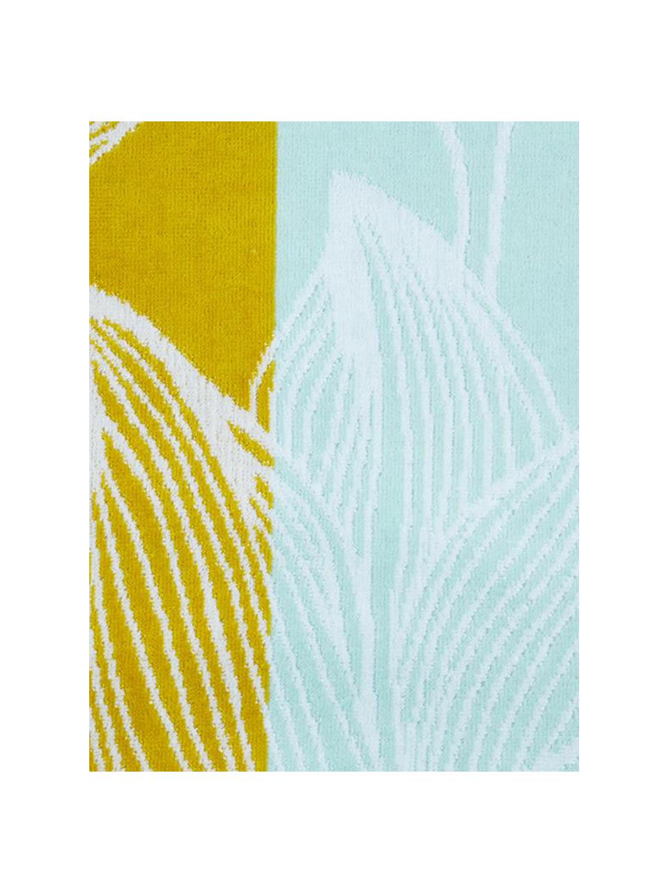 Strandlaken Mimosa, Katoen, lichte kwaliteit, 330 g/m², Geel, lichtblauw, 100 x 180 cm