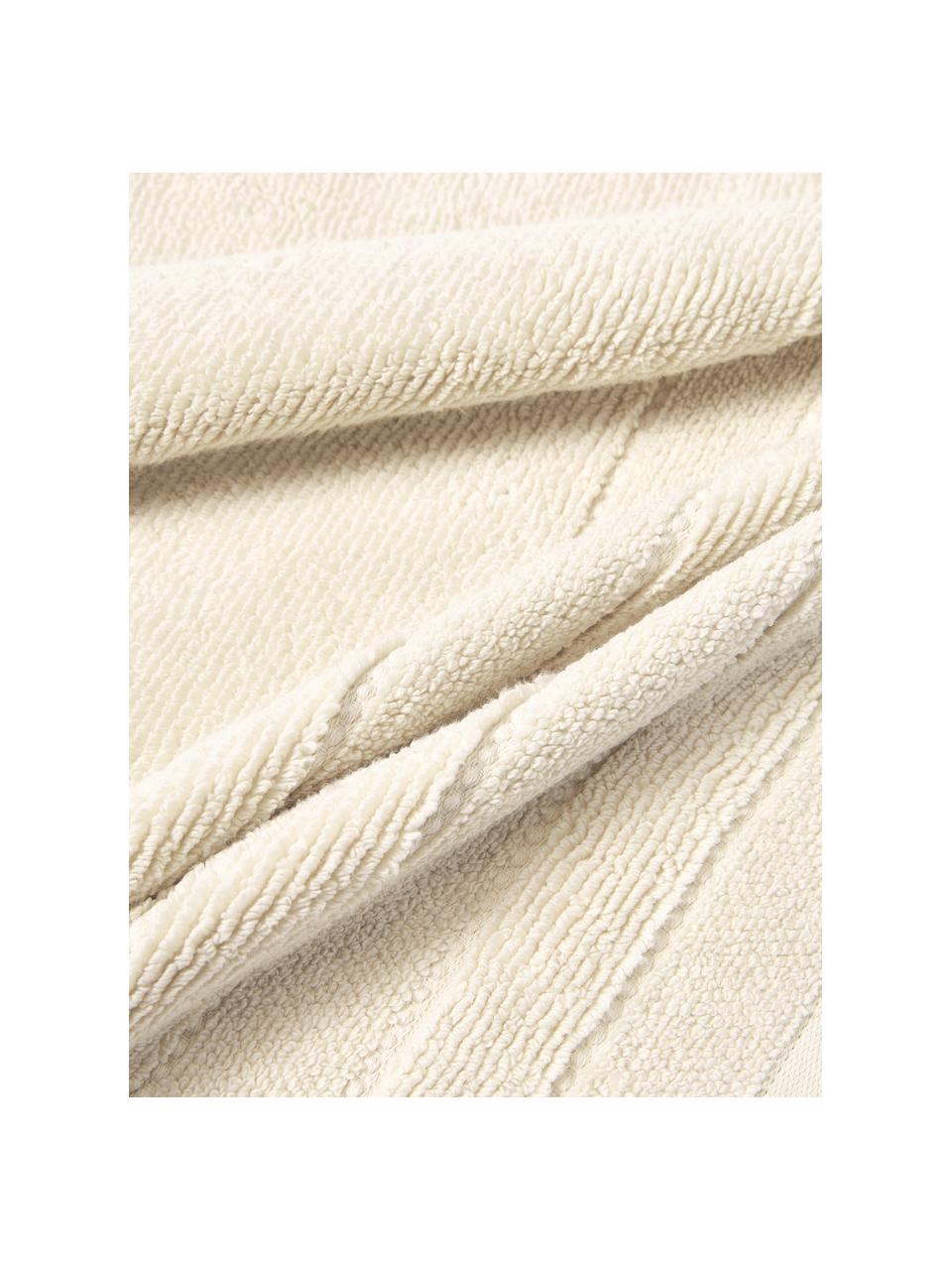 Lot de serviettes de bain avec bordure décorative Luxe, set de tailles variées, Blanc cassé, 3 éléments (1 serviette invité, 1 serviette de toilette et 1 drap de bain)