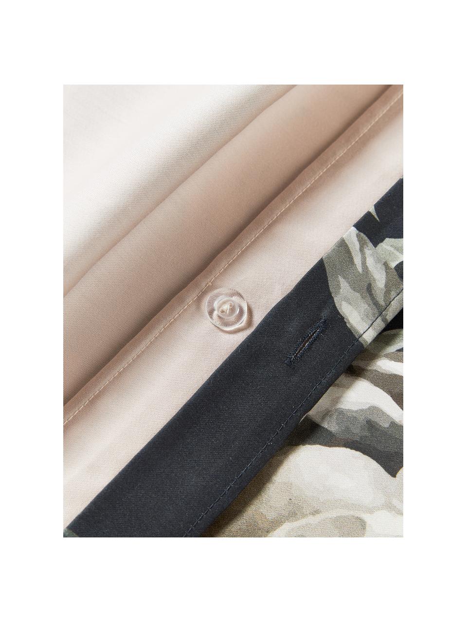 Katoensatijnen dekbedovertrek Blossom, Weeftechniek: satijn Draaddichtheid 210, Antraciet, meerkleurig, B 200 x L 200 cm
