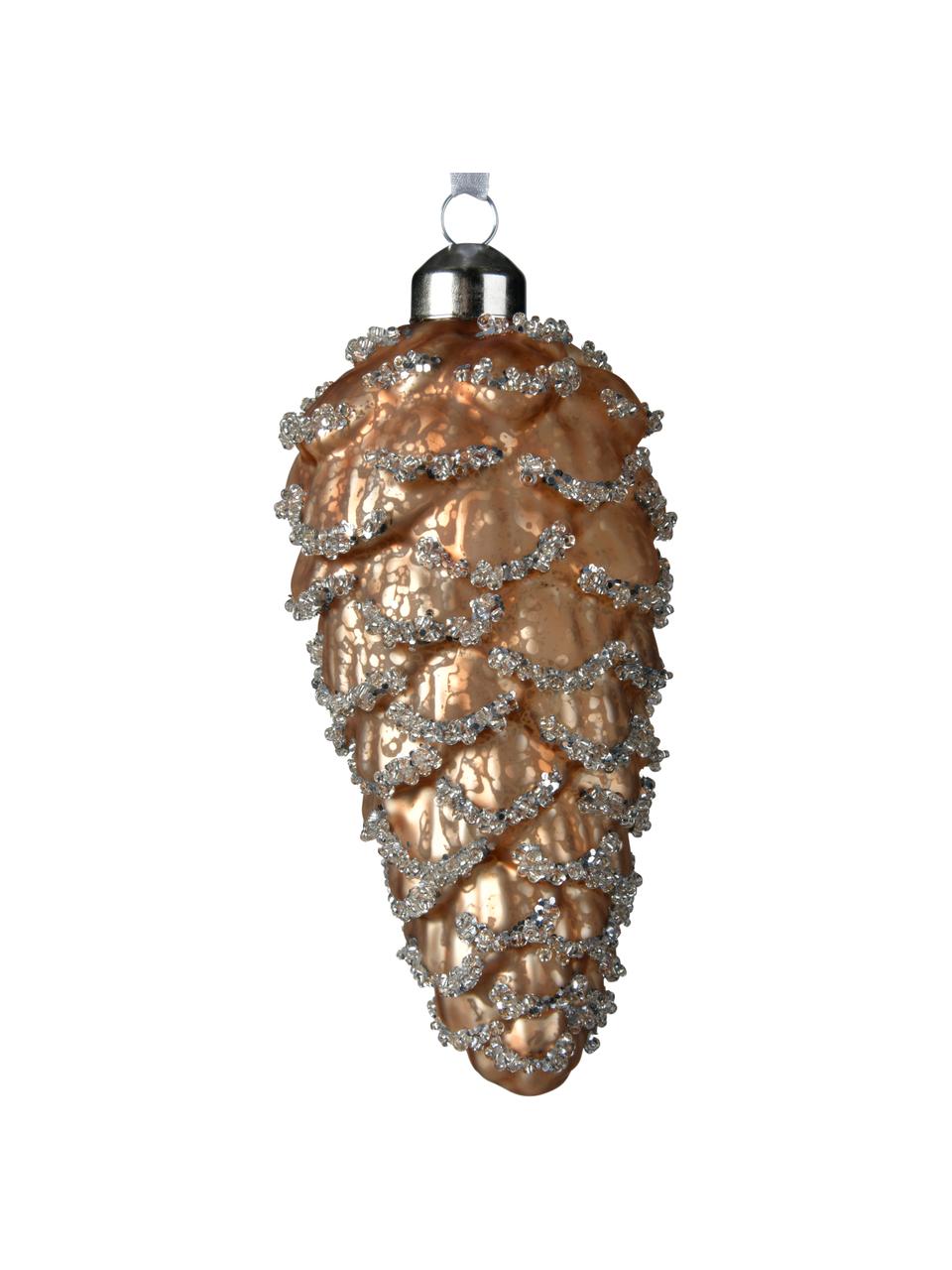 Baumanhänger Zapfen, 6 Stück, Beige, Silberfarben, Goldfarben, Ø 5 x H 12 cm