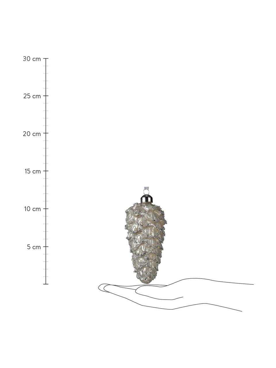 Ozdoby na stromeček Zapfen, 6 ks, Béžová, stříbrná, zlatá, Ø 5 cm, V 12 cm