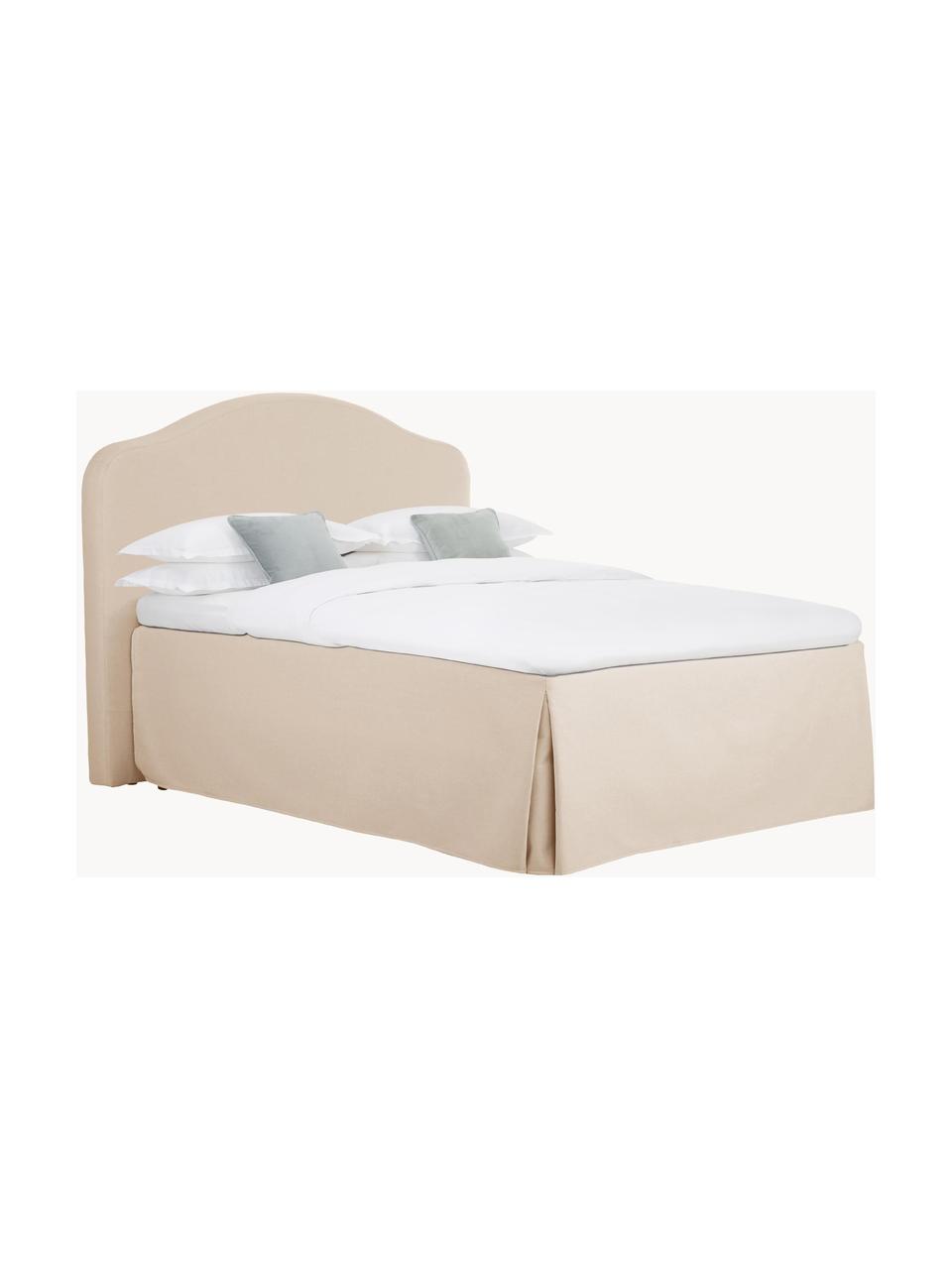 Letto boxspring premium Dahlia, Materasso: nucleo a 5 zone di molle , Piedini: legno massiccio di betull, Tessuto beige, Larg.140 x  lung. 200 cm, grado di durezza H2