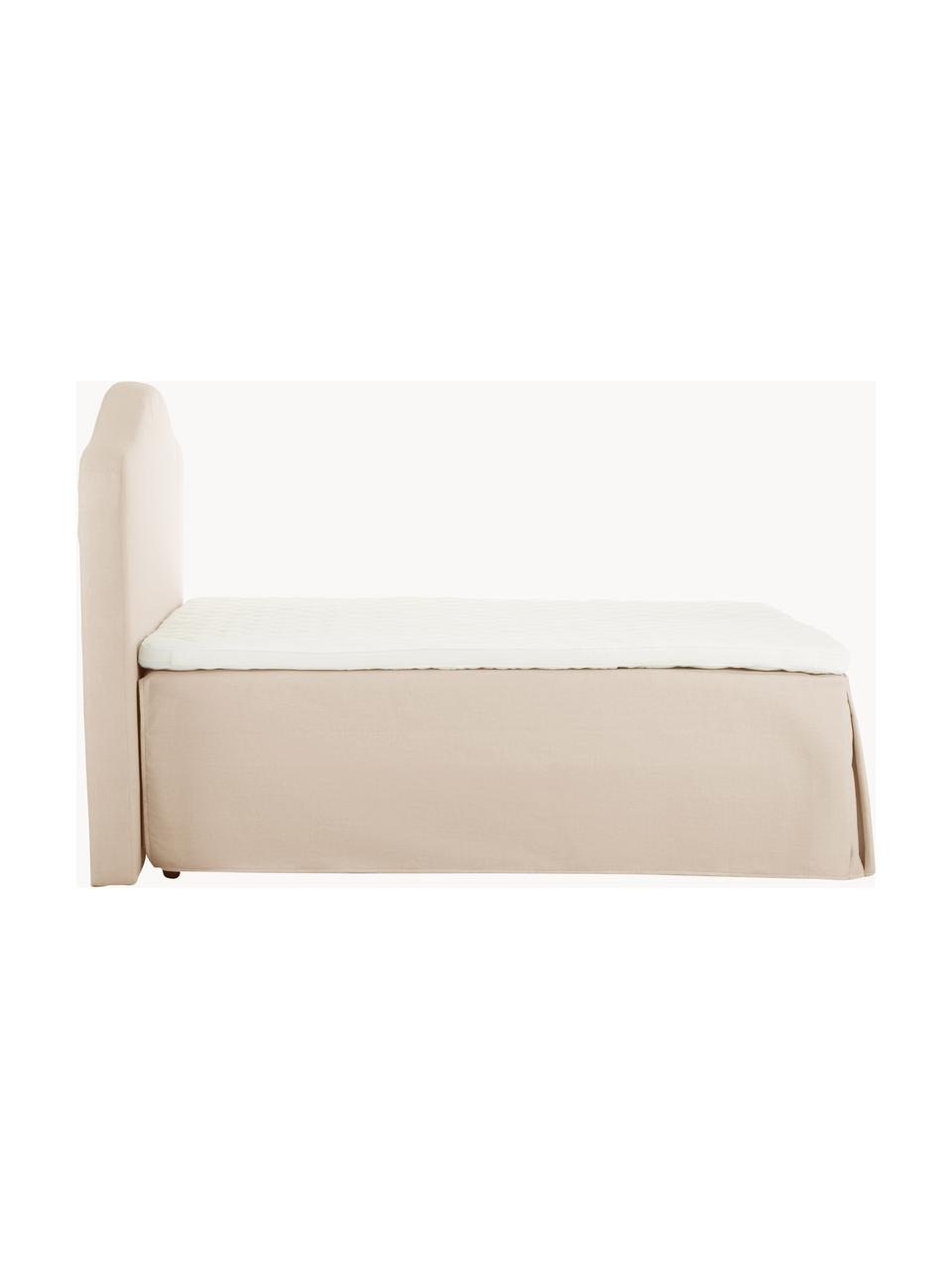 Letto boxspring premium Dahlia, Materasso: nucleo a 5 zone di molle , Piedini: legno massiccio di betull, Tessuto beige, Larg.140 x  lung. 200 cm, grado di durezza H2