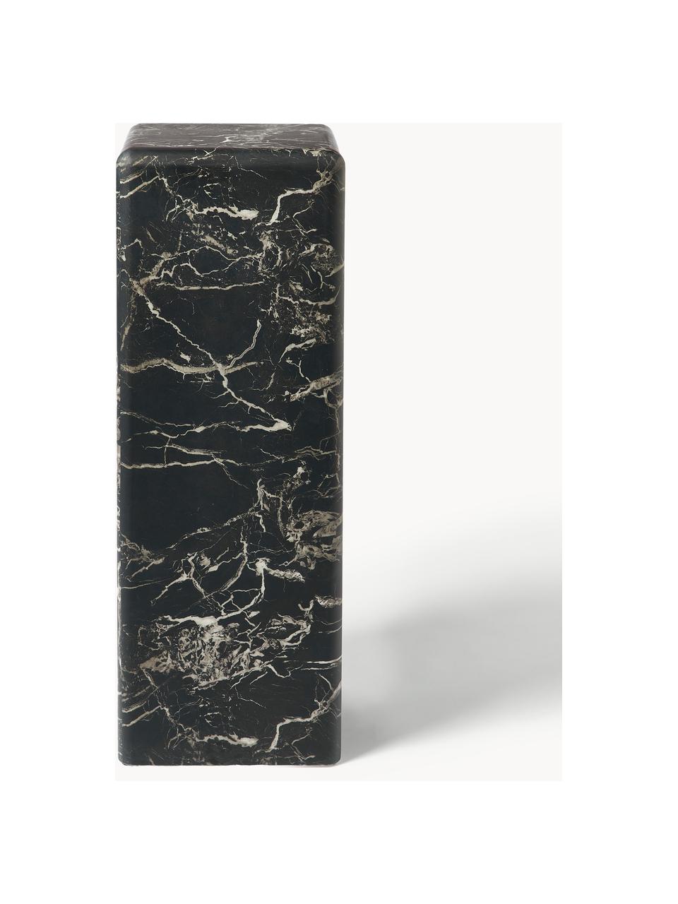 Decoratieve zuil Look in marmerlook, Polyresin bedekt met melamine folie, Zwart, marmerlook, B 33 x H 91 cm
