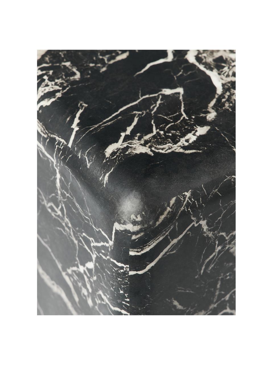 Dekosäule Look in Marmor-Optik, Polyresin mit Melamin-Folie überzogen, Schwarz, Marmor-Optik, B 33 x H 91 cm