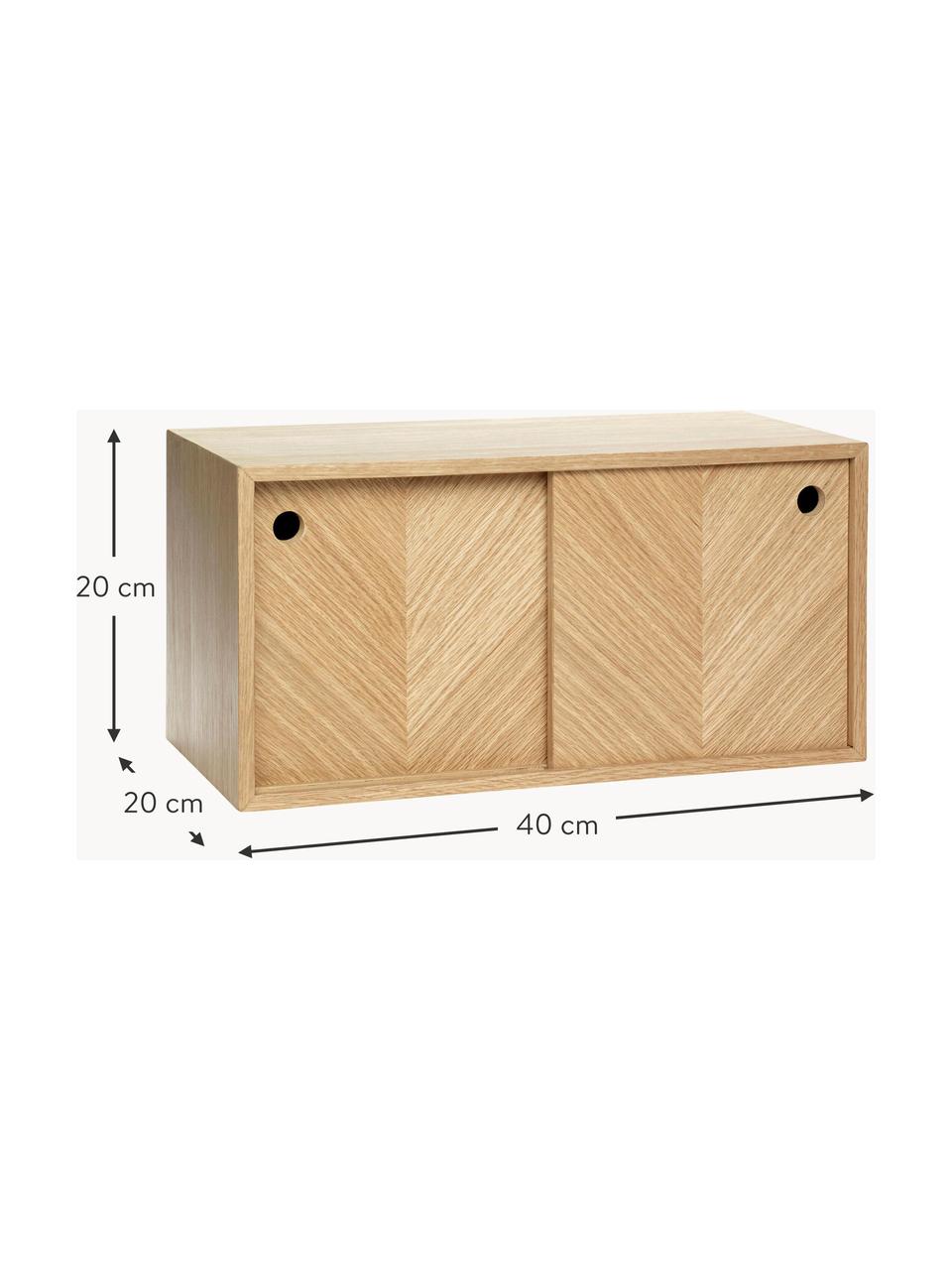 Buffet mural en bois avec motif à chevrons Herringbone, Placage en bois de chêne, certifié FSC, Chêne, larg. 40 x haut. 20 cm