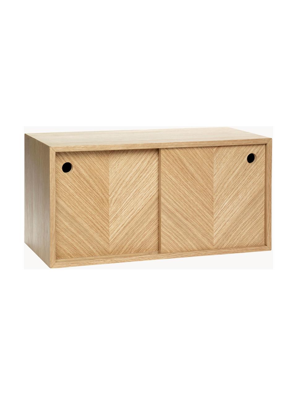 Buffet mural en bois avec motif à chevrons Herringbone, Placage en bois de chêne, certifié FSC, Chêne, larg. 40 x haut. 20 cm