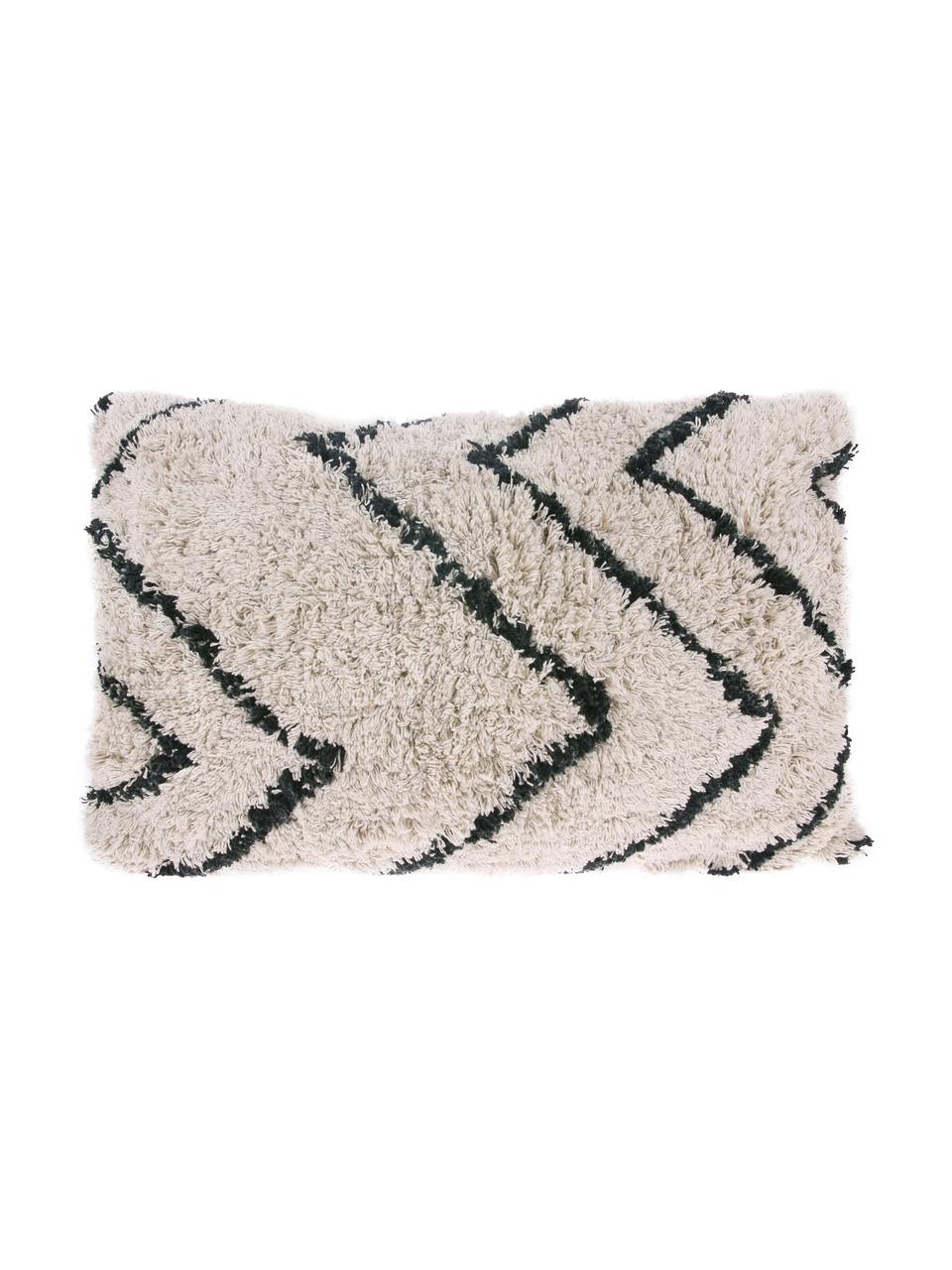 Cuscino fantasia con imbottitura Zigzag, Cotone, Bianco latteo, nero, Larg. 40 x Lung. 60 cm