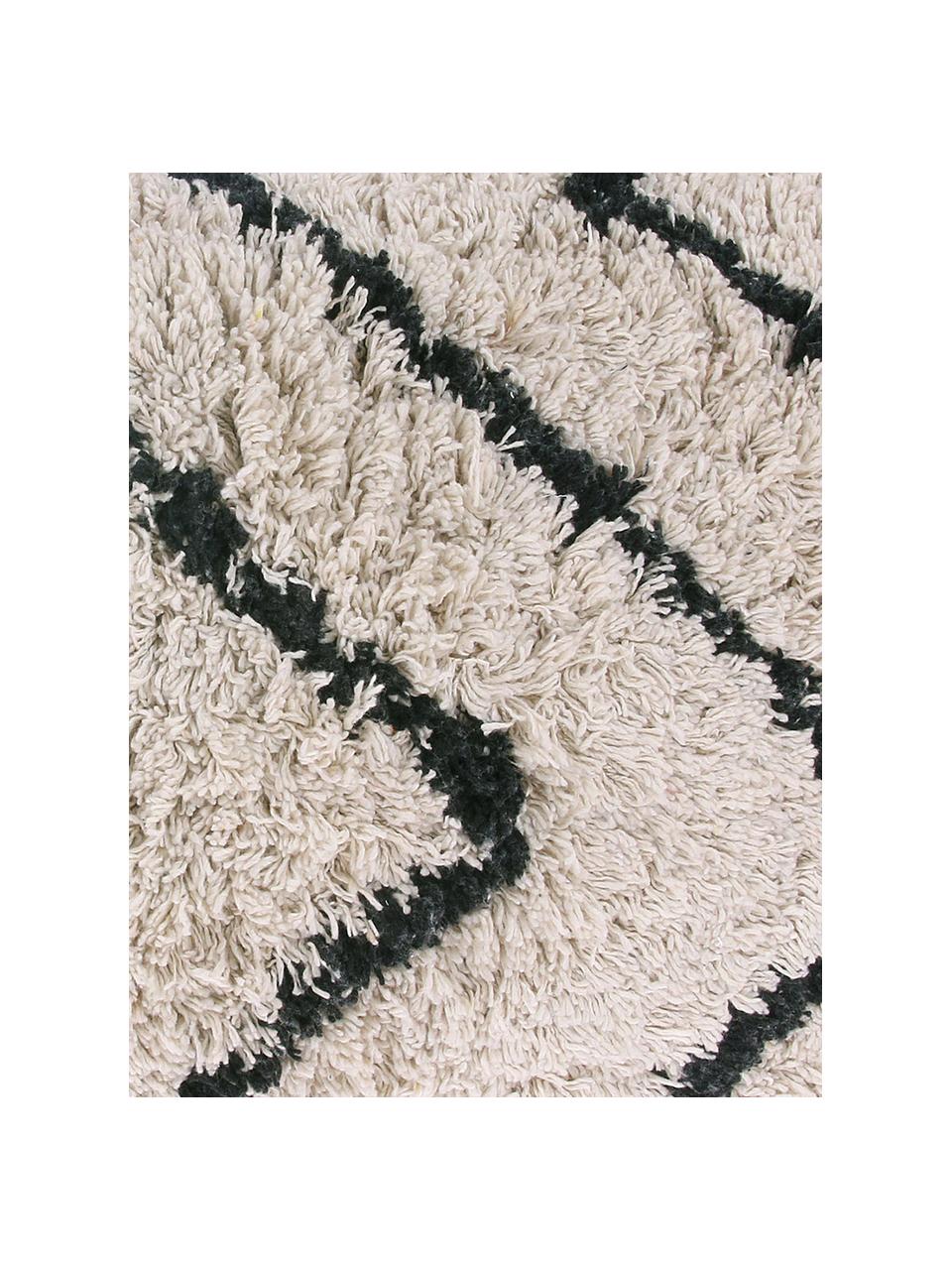 Kussen met patroon Zigzag met getuft oppervlak, met vulling, Katoen, Gebroken wit, zwart, 40 x 60 cm