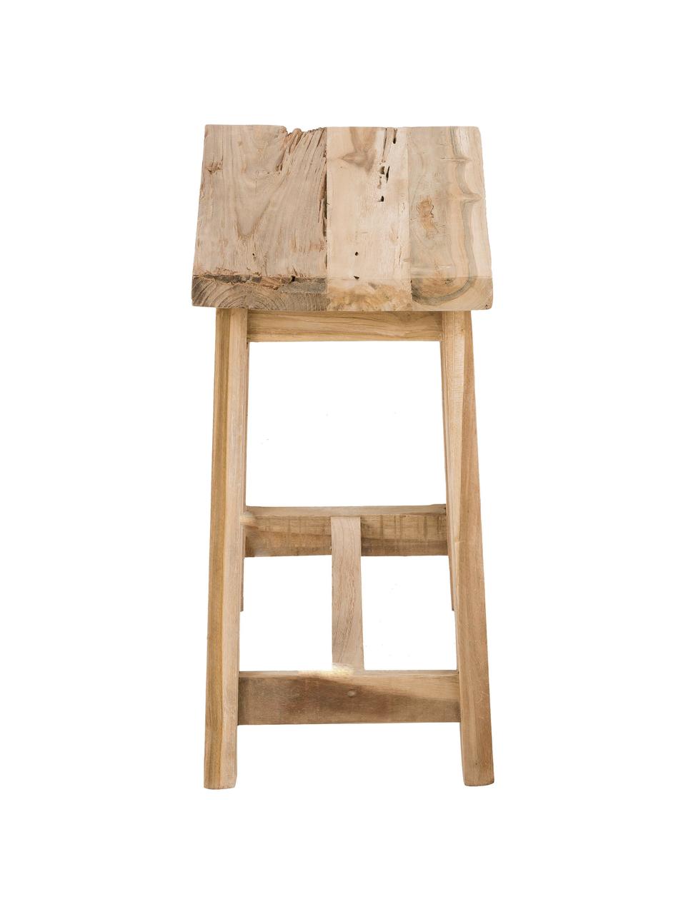 Stołek z drewna tekowego z recyklingu Lawas, Naturalne drewno tekowe, Drewno tekowe, S 50 x W 46 cm